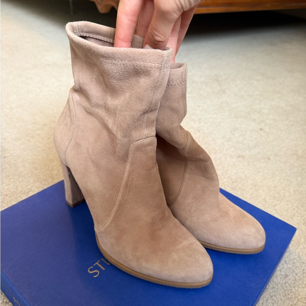 Stuart Weitzman Beige Suede Heeled Boots